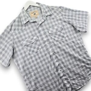 Western Aloha Mens XXL Grey Plaid Rayon Short Sleeve Snap Western Shirt